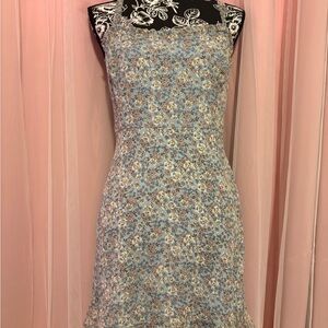 Floral Blue Sleeveless Dress